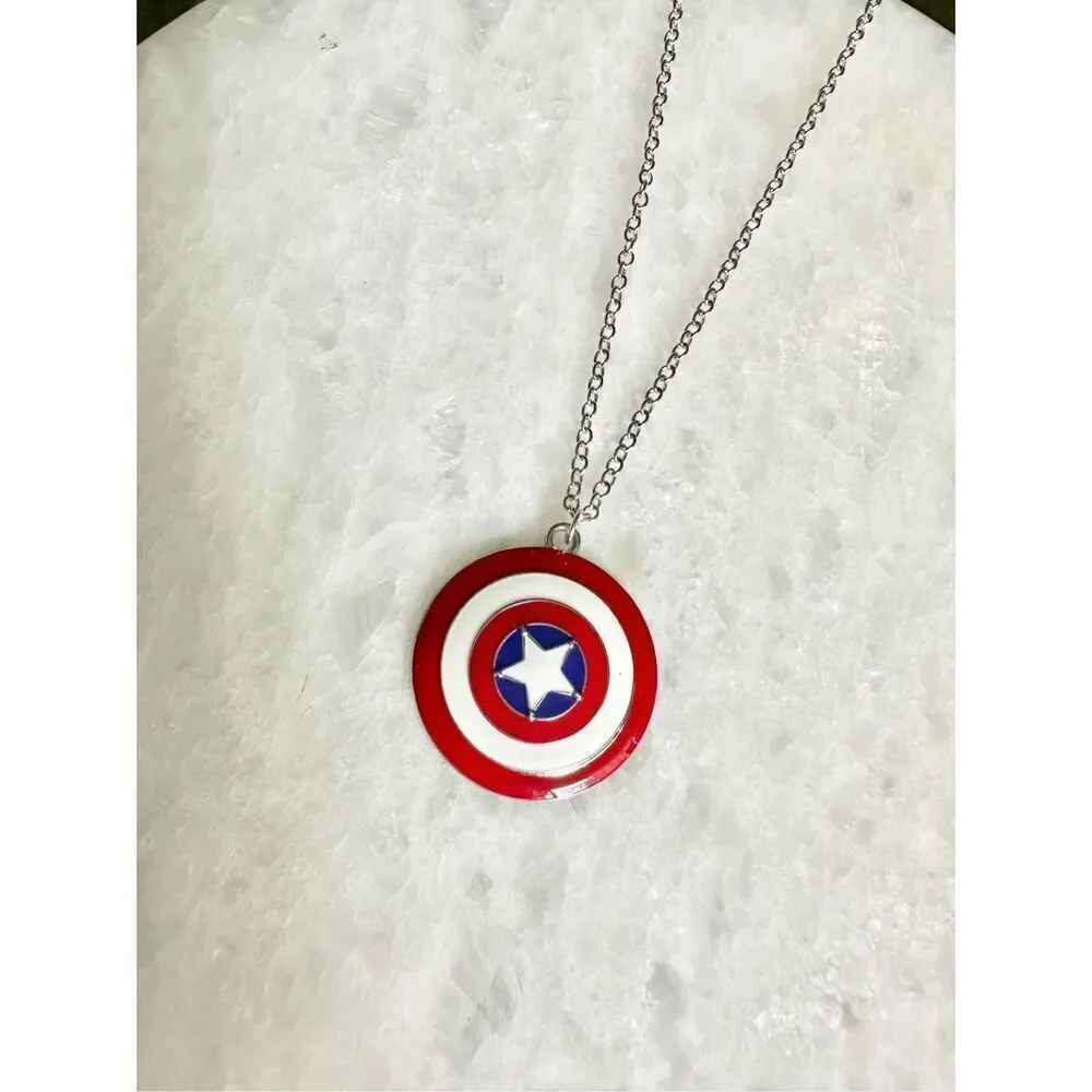 Marvel’s captain America red white and blue shield pendant necklace
